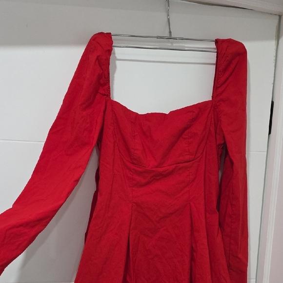 Chic Red Long Sleeve Mini Dress - Picture 6 of 9